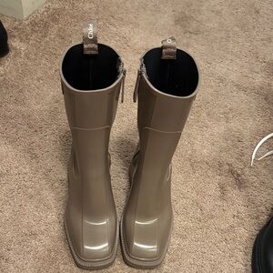 Ganni Taupe Rain Boots